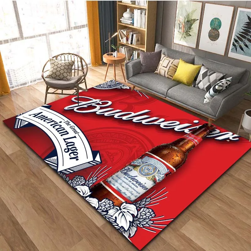 Beer Brand Fashion Printed Carpet Living Room Table Floor Mat Bedroom Bedside Mat Corridor Anti-fouling Decorative Floor Mat Rug