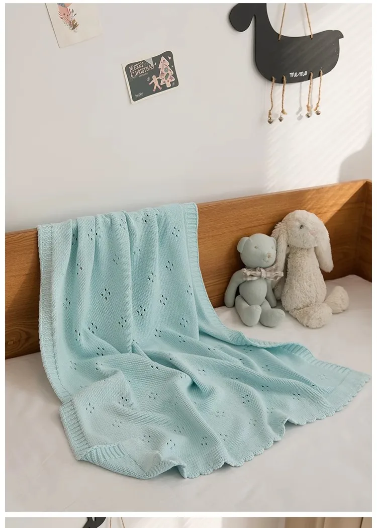 Gebreide Baby Deken Pasgeboren 100% Katoen Zachte Baby Swaddle Wrap Dekens Jongen Meisje Baby Ontvangen Dekens Beddengoed Wieg Stopt