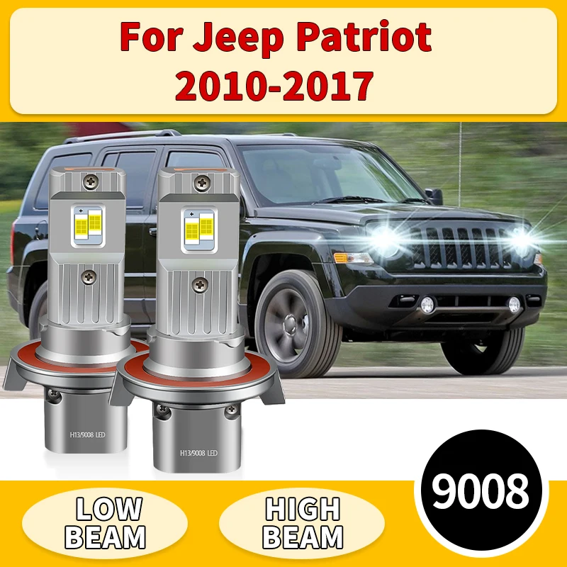 

2 шт. 30000LM светодиодные фары H13 9008 для Jeep Patriot 2010 2011 2012 2013 2014-2017 автомобильные фары 6000K дальнего ближнего света белые