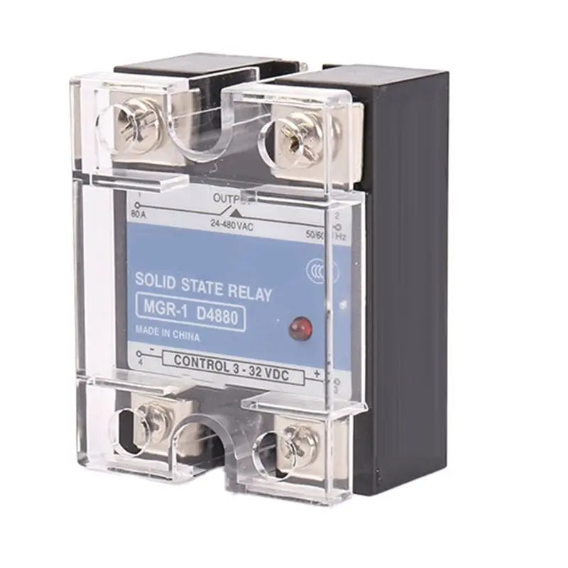 【PARTY  DAY】D4880/SSR-80A AC Input Phase Solid State Relay DC Control 3-32VDC To 24-480VAC Output