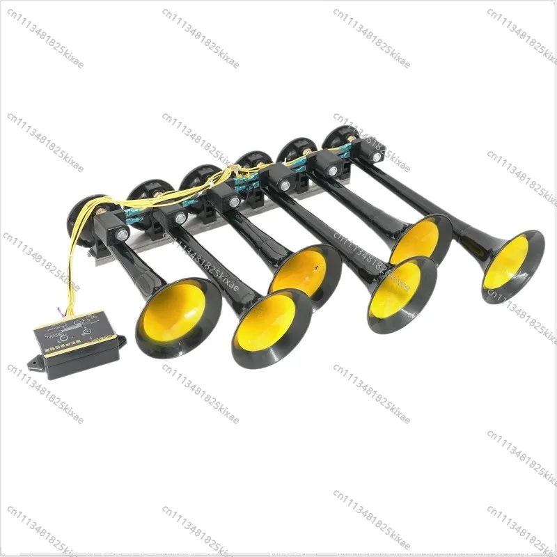 For 12v 24v Six-tube 36-tone Music Air Horn, with Remote Control, Pickup Truck Modified Metal Six-tube