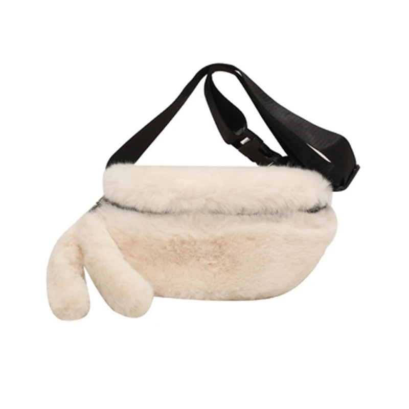 New Faux Rabbit Fur Fanny Pack Women Plush Waist Bag Men Winter Bum Bag Female Travel Bum Hip Coins Phone Pouch Casual Chest Bag