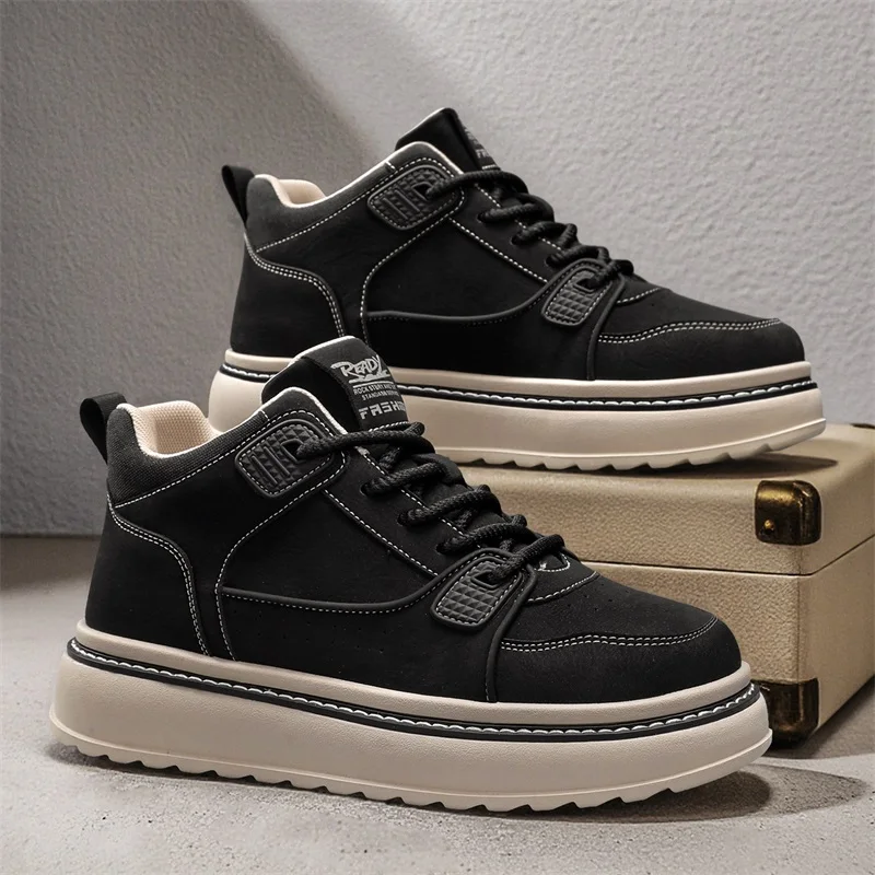 أحذية رجالية مفلكنة العصرية شخصية المراهقين حذاء كاجوال جولة تو الدانتيل متابعة حجم كبير أحذية منصة الرجال الأحذية #6