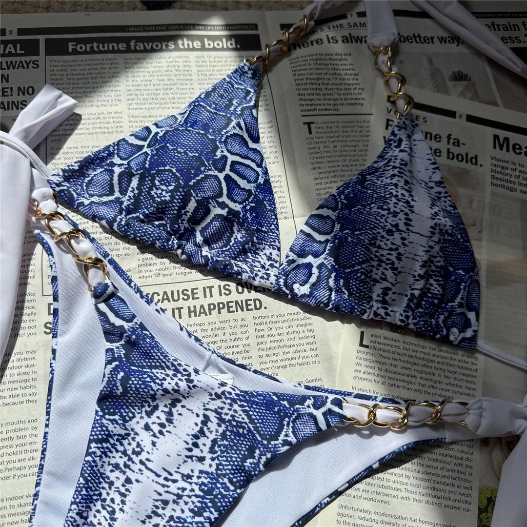 Neuer Bikini mit Schlangenmuster, Halterneck und Trägern, zweiteiliger Badeanzug für Damen, Badebekleidung, Badeanzug, Badebekleidung, Badeanzug V6698 – Detail 11