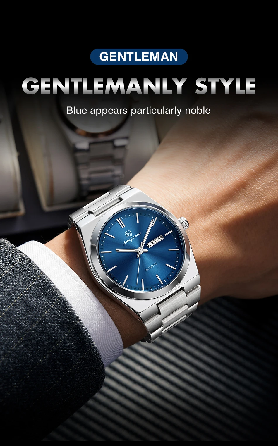 PAAZOMU Ultradünne Quarzuhr für Herren und Damen, minimalistischer Stil, wasserdicht, leuchtende Armbanduhr, bequemer Riemen, tägliches Bürogeschenk – Detail 3