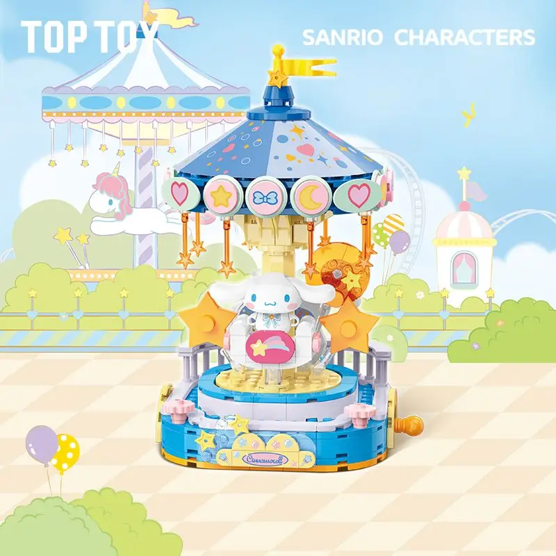 TOPTOY Sanrio Colorful Amusement Park Series Building Blocks Kuromi Pochacco Cinnamoroll Stacking Toy Cartoon Gift Blocks
