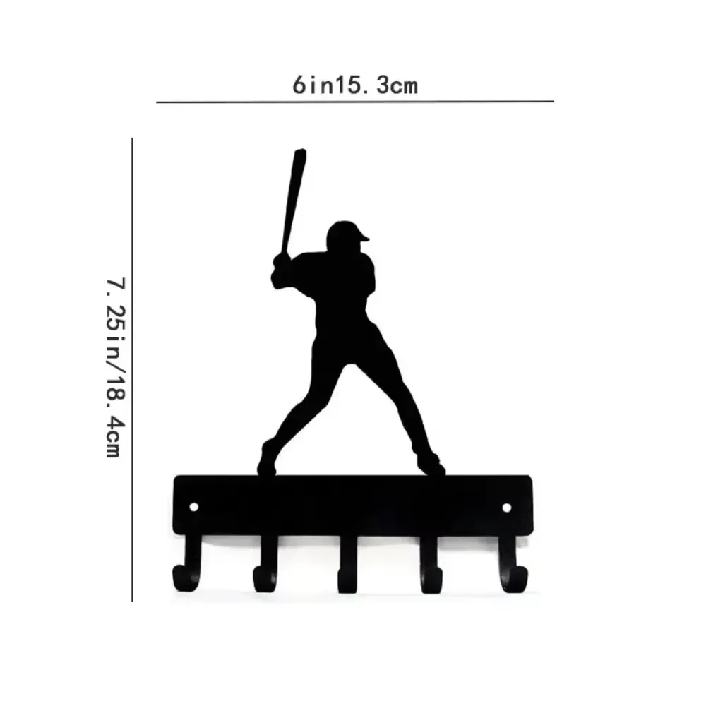 CIFBUY Baseball Batter Sport Metal Key Holder Iron Wall Art Hooks Coat Rack Rustproof Durable Indoor Entryway Home Decor Gift