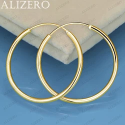 ALIZERO 18K Gold Smooth Circle 35mm Hoop Earrings For Women Wedding Engagement Party Charms Jewelry Lady Fashion Accessories