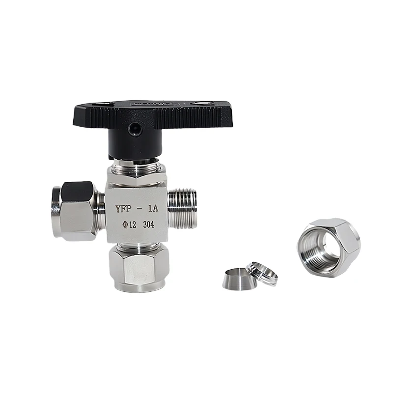 SS304/316 ضغط الفولاذ المقاوم للصدأ 3 طريقة المحملة L-نوع الكرة صمام 3 6 8 10 12 14 16 18 20 مللي متر 1/8 1/4 3/8 1/2 3/4 ''أنبوب OD YFP-1A