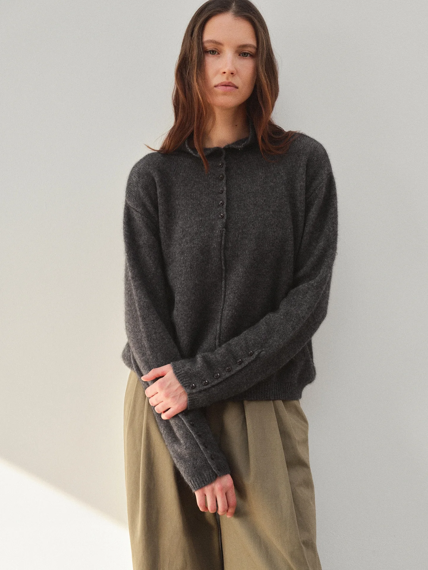 

Вязаный топ GORRI из шерстяной смеси с длинными рукавами, повседневный, женский, модный, эксклюзивно онлайн, зимний маст-хэв