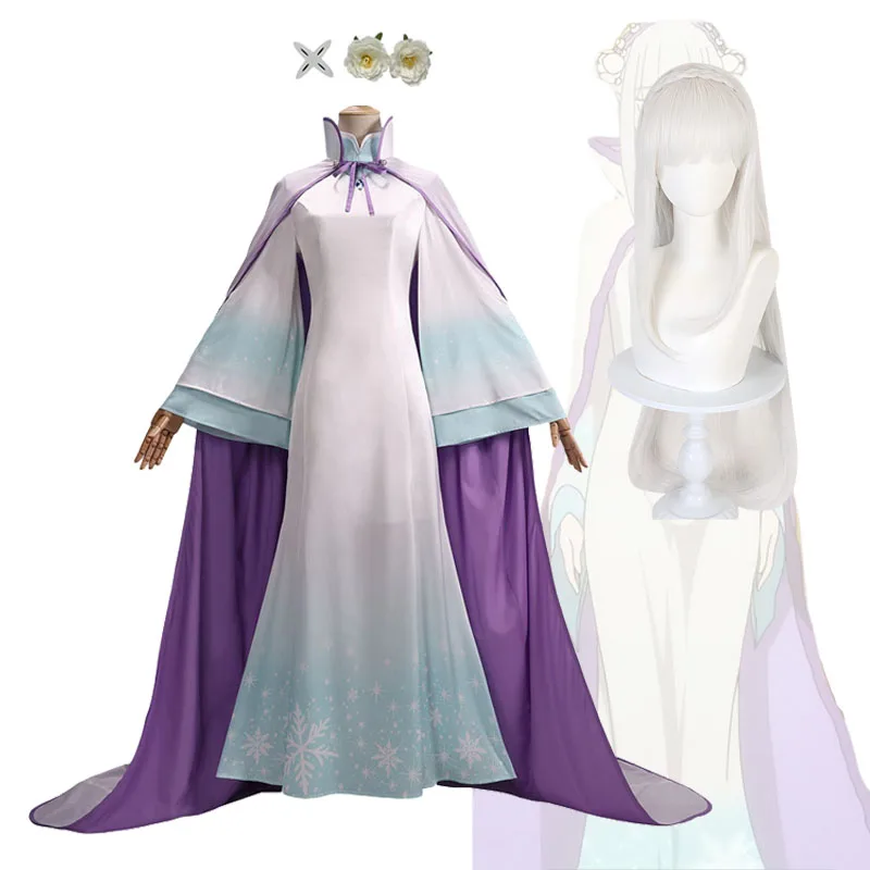 Disfraz y Capa de Emilia para Halloween, Disfraces de Re:ZERO, Uniforme de Caballero de la Coronación de Emilia, Faldas de Anime RE0, Pelucas de Emilia en Venta
