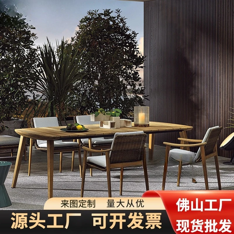 

Nordic outdoor rattan tables and chairs open-air garden villa courtyard rattan chairs indoor and outdoor model room leisure