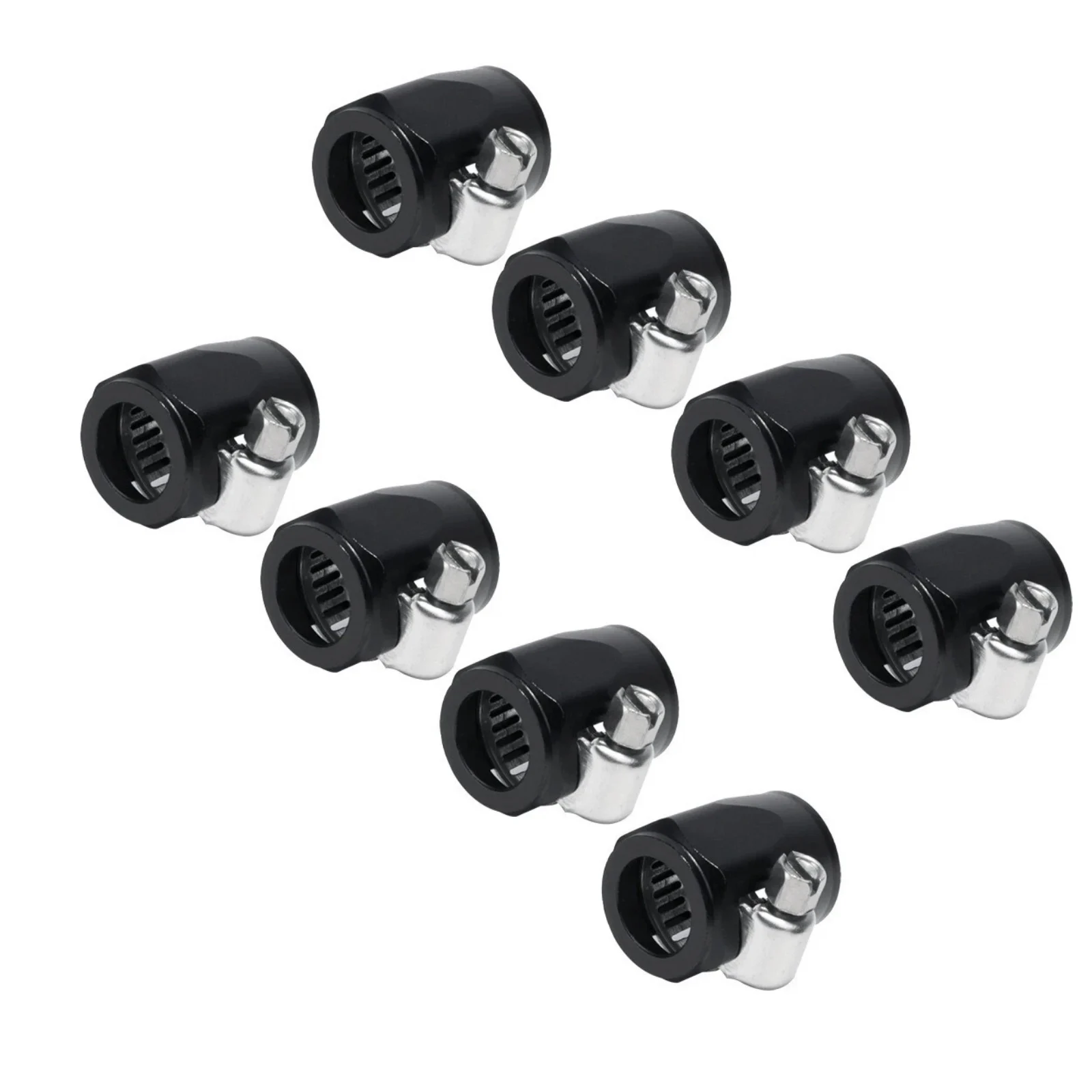 8PCS AN6 Hose Finisher Clamp 10-15mm Adjustable Aluminum Alloy Black Fuel Oil Water Line End Clip for Car Automotive