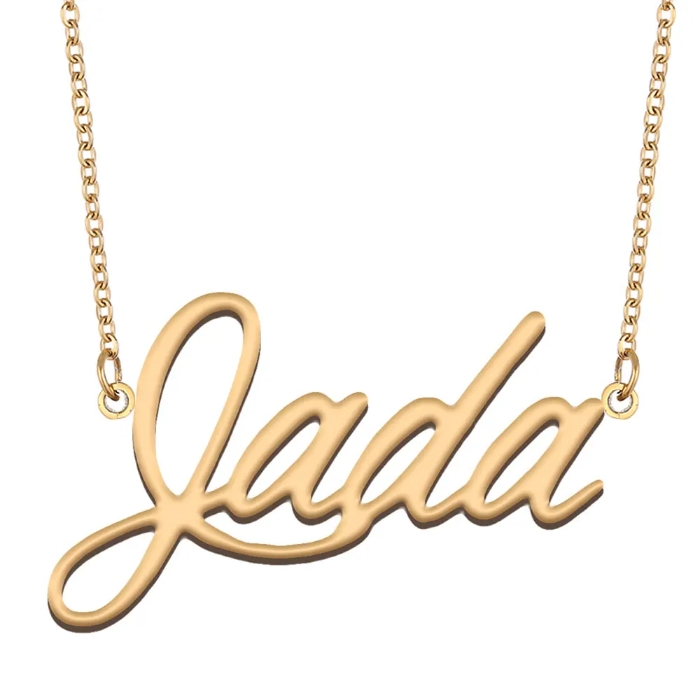 Jada Name Necklace for Women Stainless Steel Jewelry Gold Color Nameplate Pendant Collares Para Mujer Letters Choker