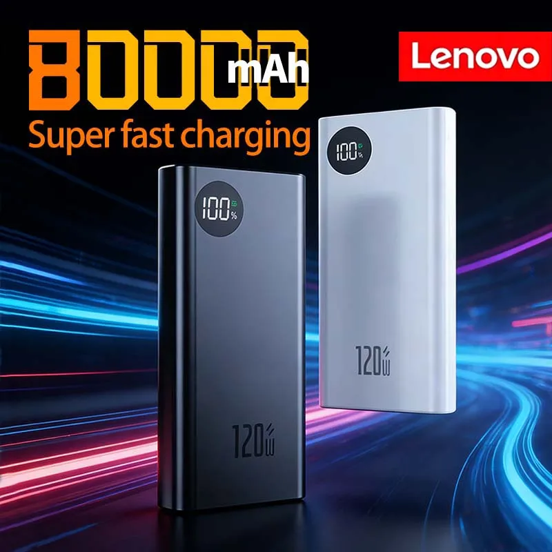 

Lenovo 50000mAh Power Bank 140W Super Fast Charging Powerbank Portable External Battery Charger for iPhone Huawei Samsung