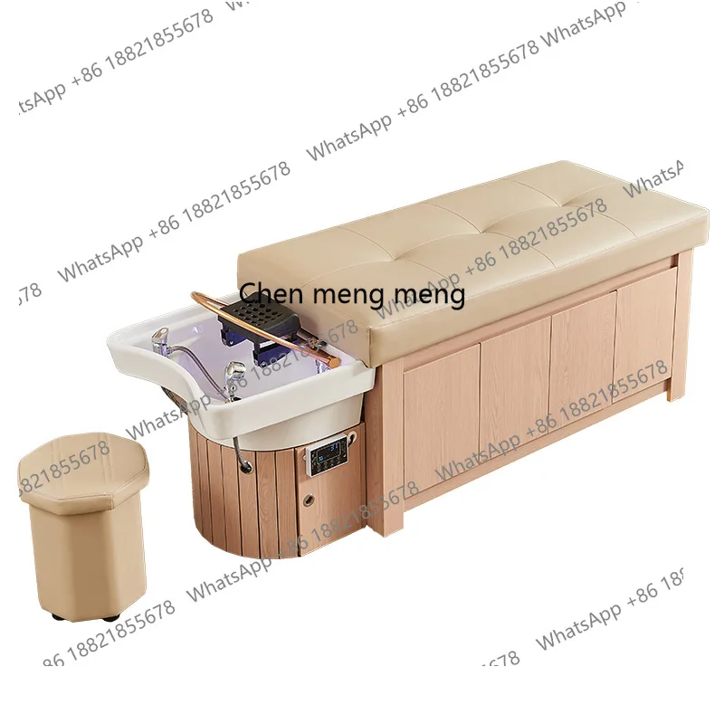 

Кровать для шампуня из цельного дерева, утолщенный матрас, парикмахерская, кровать с циркуляционной промывкой для обработки головы, массажная кровать для фумигации