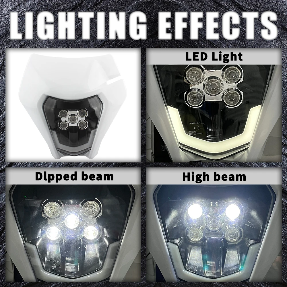 Motorcycle LED Headlight Plate for KTM EXC SX Fairing Wick Dirt Bike Supermoto Motocross Headlamp Accessories Headlights Enduro