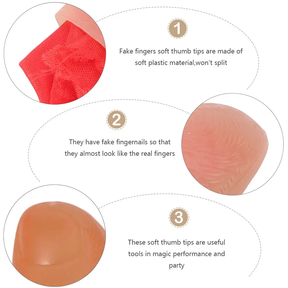 10 set di puntelli con punta per pollice finta che scompare trucco di seta che appare Halloween Stage Show Scherzo giocattolo realistico