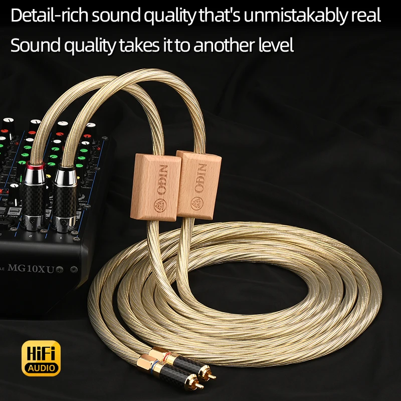 Gold Odin 2RCA to 2XLR Aduio Cable Hi-end 8N OCC Audiophile RCA to XLR Reference Interconnects Audio Wire for DVD Amplifier