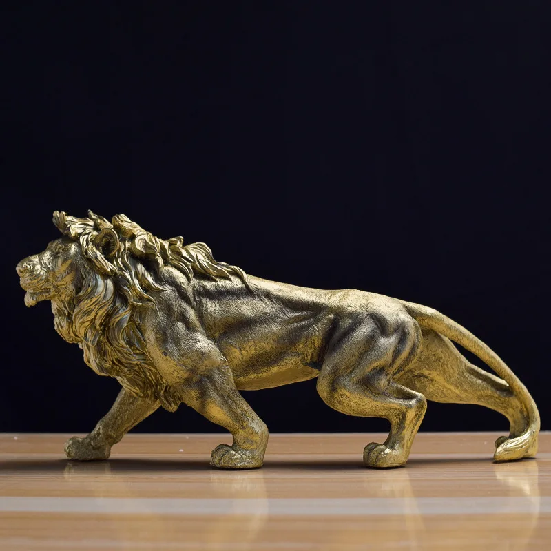 ERMAKOVA Resin Lion Statue Crown Lion Sculpture Decoration Abstract Animal Figurine Room Desk Home Decoration Gift