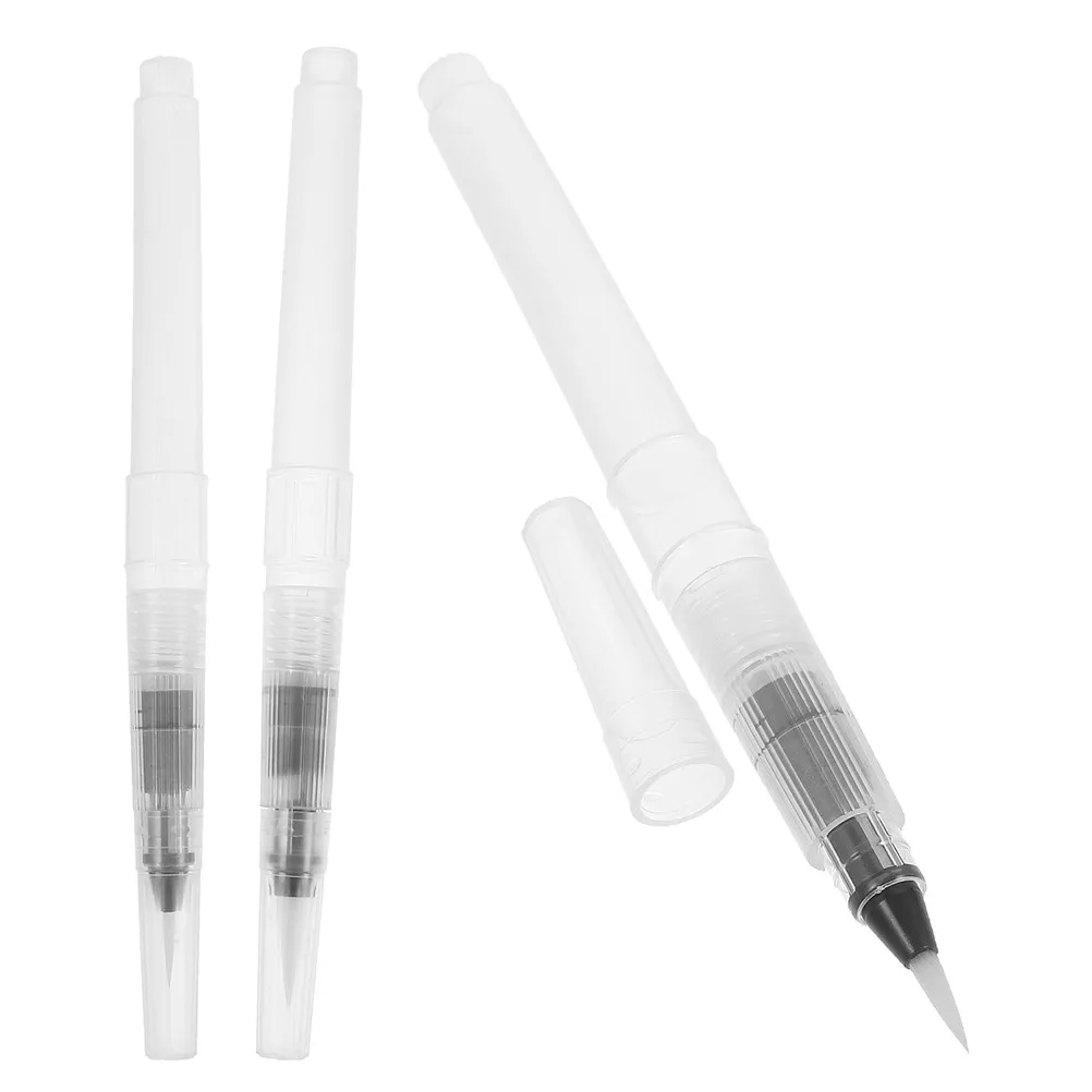 

3Pcs Portable Watercolor Brush Pens Reusable Ink Reservoir for Continuous Painting Ideal for Beginners and Professional Artists