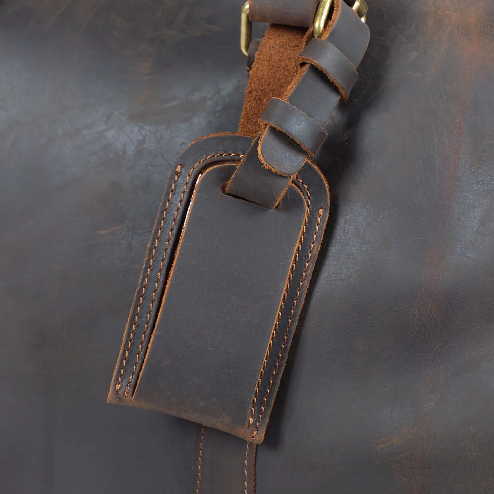 S.WORKER Vintage Vollnarbenleder-Reisetasche Große Kapazität Weekender-Reisetasche für Männer Sporttasche – Detail 11