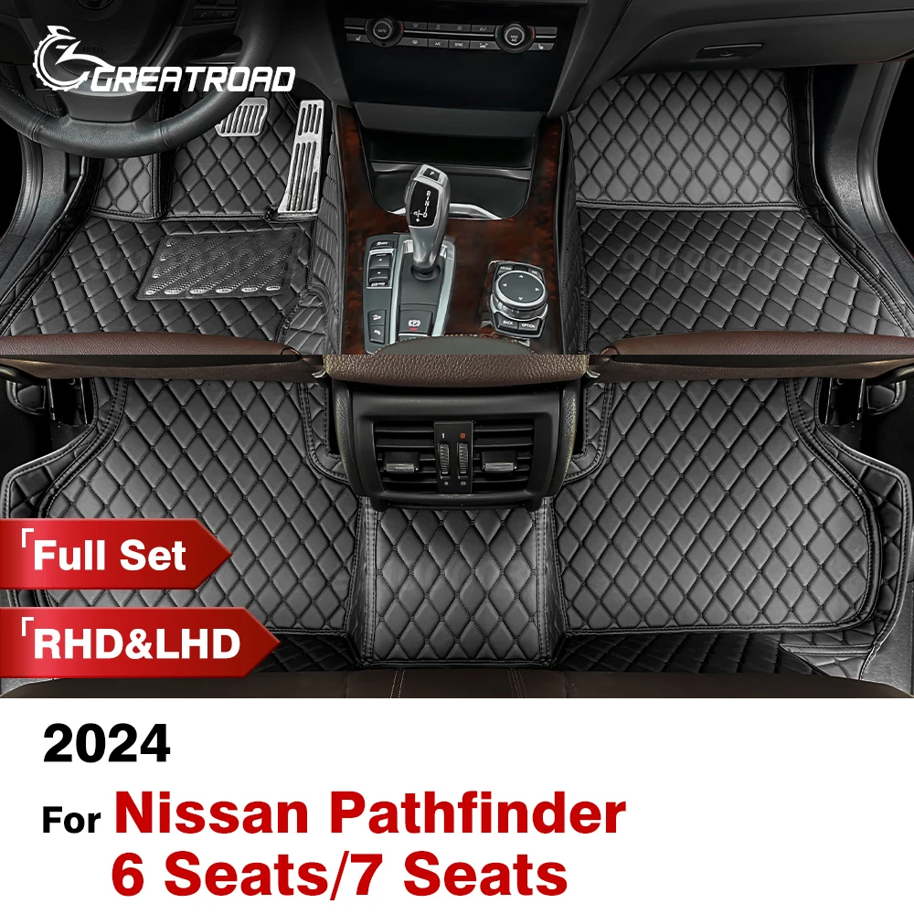 Custom Car Floor Mats For Nissan Pathfinder 6 Seats/ 7 Seats 2024 Auto Carpet Cover Interior Accessories Protective Pad Parts