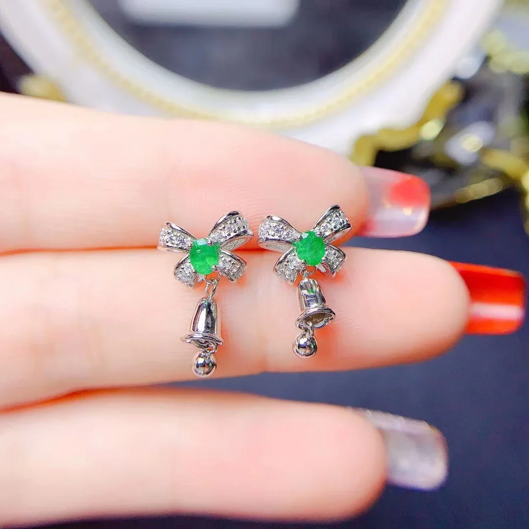 

Emerald Silver 925 Sterling Silver Earrings Certified Free Shipping Earrings Luxury Women's Earrings Luxury Women's Jewelry Gems