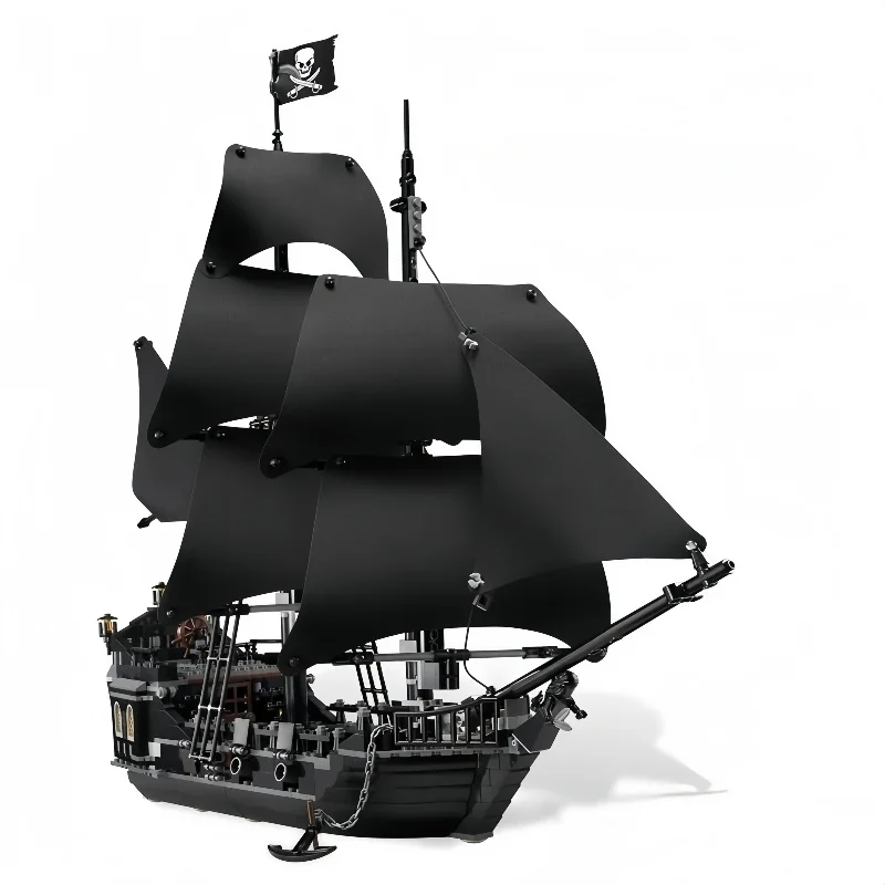 "Blocos de construção criativos de navio pirata - modelo de barco Black Pearl da aventura caribe, tijolos montados DIY para K