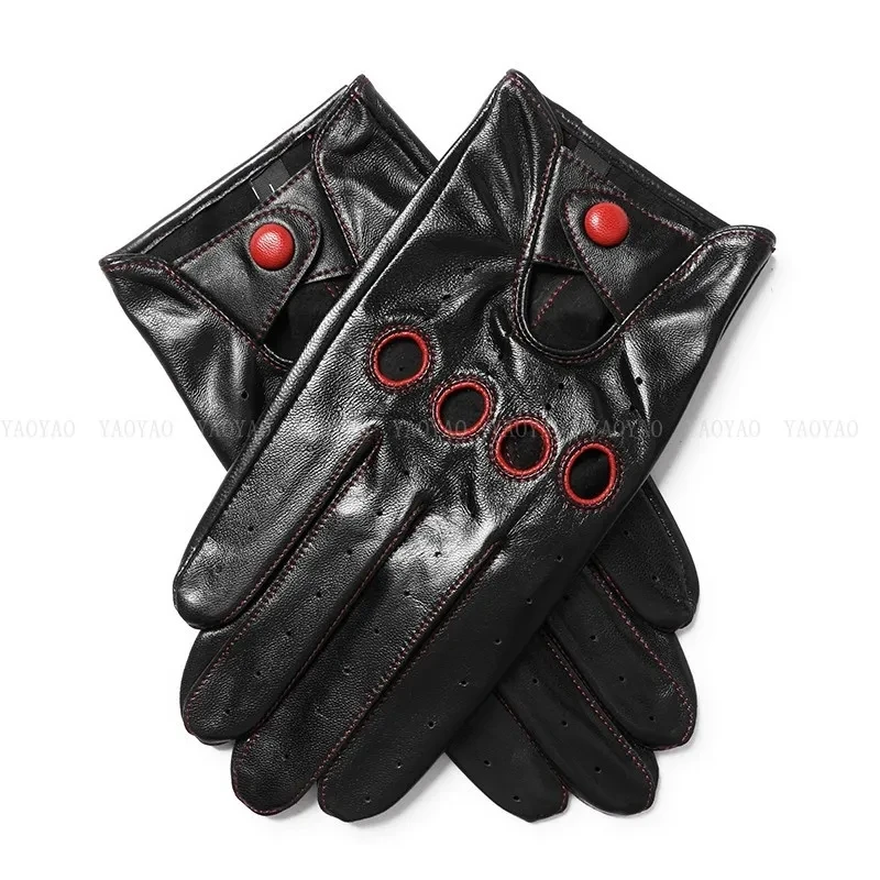 

Real Leather Gloves Male Spring Autumn Lambskin Leisure Breathable 2023 New Genuine Leather Sheepskin Men's Driving Mittens