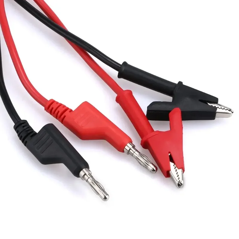 2Pcs 1M Double End Test Lead Wire Line Electrical Voltage 4mm Banana Plug Alligator Clip Crocodile 15A Multimeter DIY Test Wires
