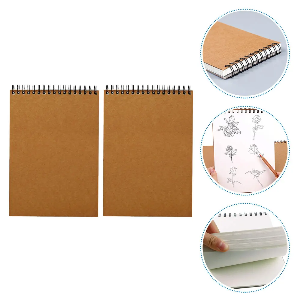 

2pcs A4 Spiral Sketchbooks Simple Drawing Notepad Writing Paper For Students Painting Graffiti Travel Outdoor Use Durable