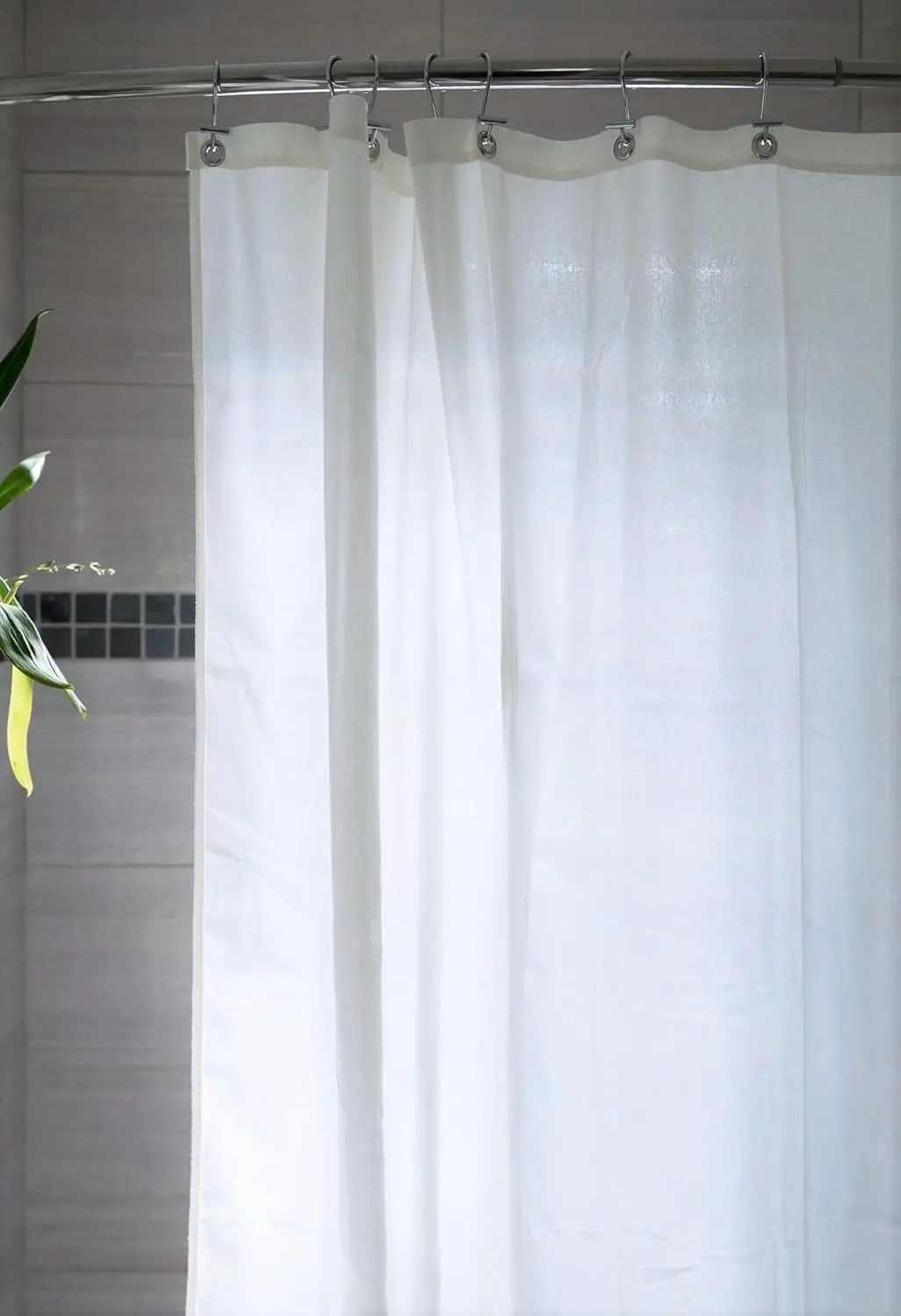 

Bean Products Organic Cotton Stall Shower Curtain (White), [70" x 74"] | All Natural Materials | Works with Tub, Shower Curtains