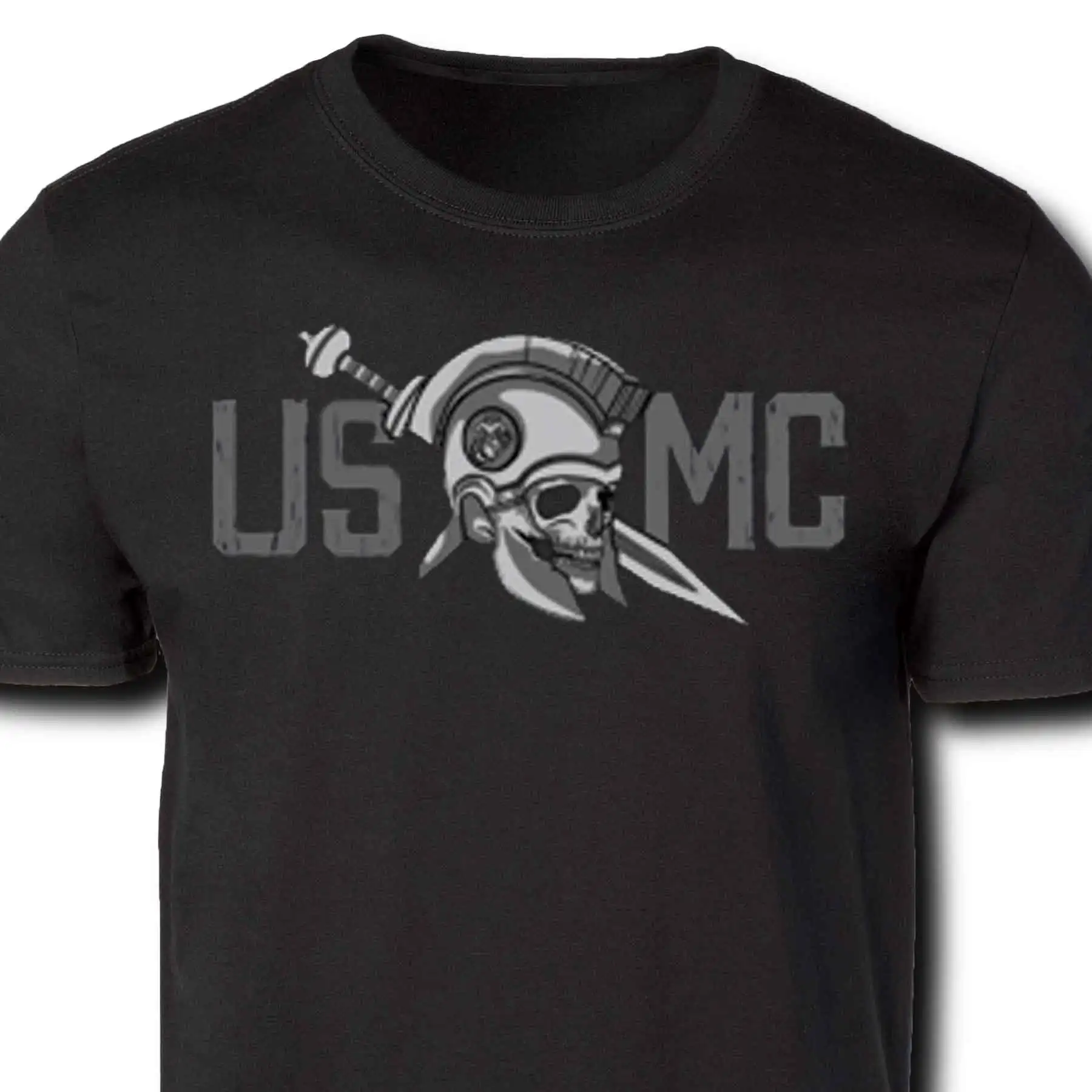 US Marine Corps  Spartan Skull T-Shirt New 100% Cotton Short Sleeve O-Neck Harajuku Casual Mens T-shirt Streetwear