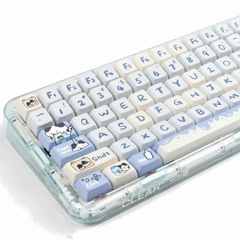 Dairy Cow Cat PBT Keycap, Teclado Mecânico, MX Switch, Perfil de MOA, Sublimação Dye, Chave 129