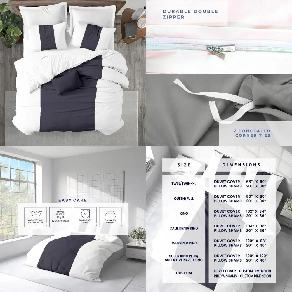 

100% Egyptian Cotton 600 Thread Count Twin Size Duvet Cover - Ultra Soft Premium Comforter Cover for Enhanced Sleep