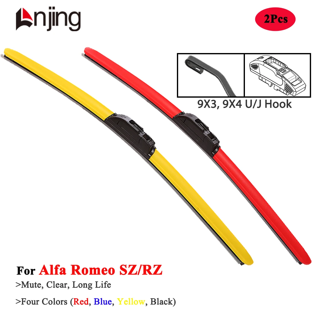 

LNJING Colorful Windshield Wiper Blades For Alfa Romeo SZ RZ Zagato 162 Coupe 1988 1990 1992 1993 1994 Car Exterior Accessories