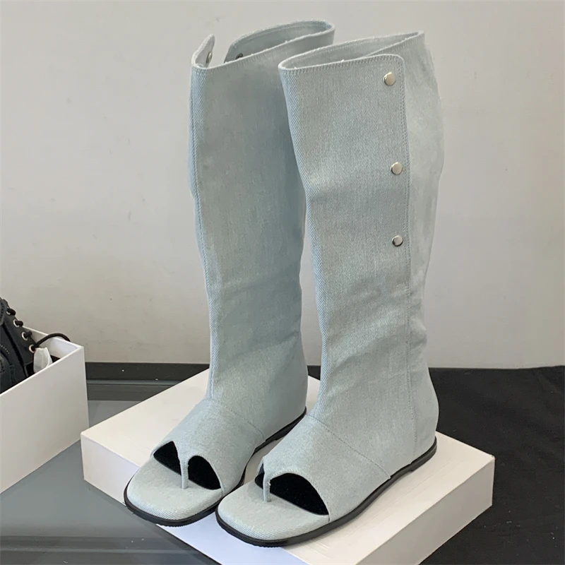 

Aneikeh дизайнерские женские сапоги до колена с квадратным застежкой на носок, сандалии, модные ботильоны на пуговицах, женская обувь на плоском каблуке