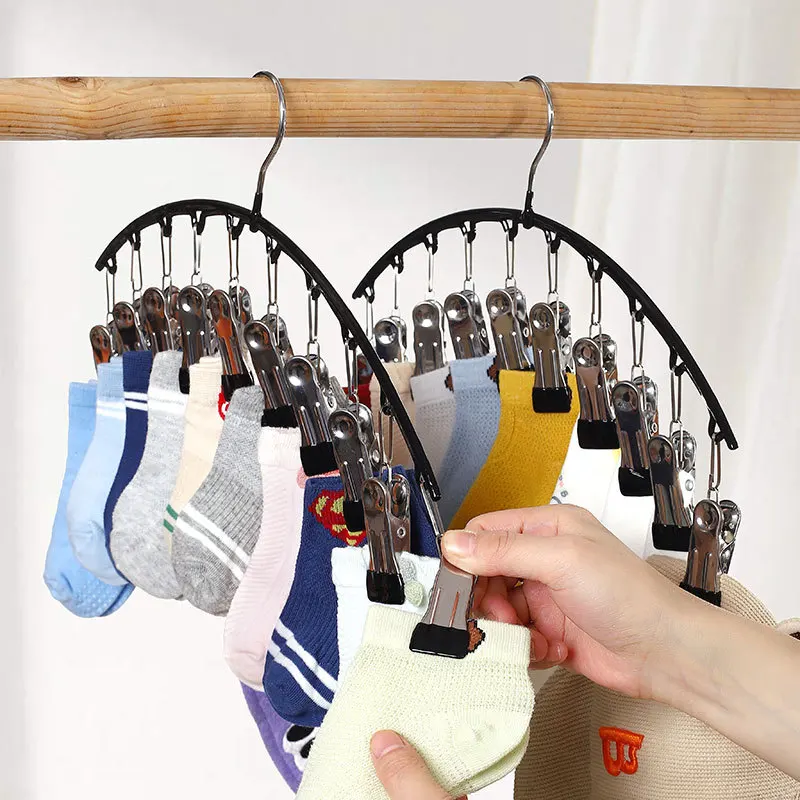 10 Pegs Stainless Steel Clothes Drying Hanger Windproof Clothing Rack Clips Sock Laundry Airer Hanger Underwear Socks Holder