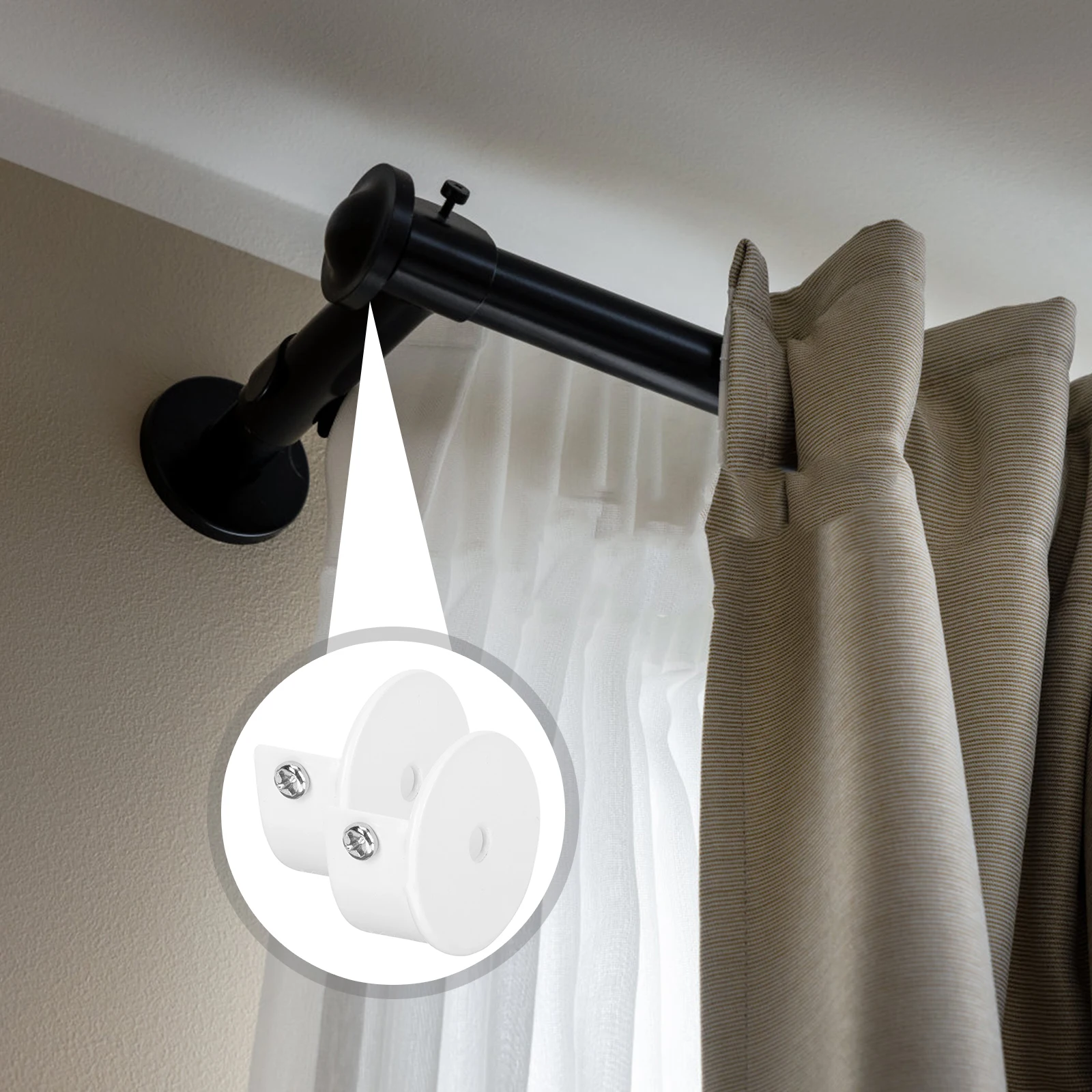 

2Pcs Elegant Design Curtain Rod Brackets Durable Support for Window Rods Compact and Practical