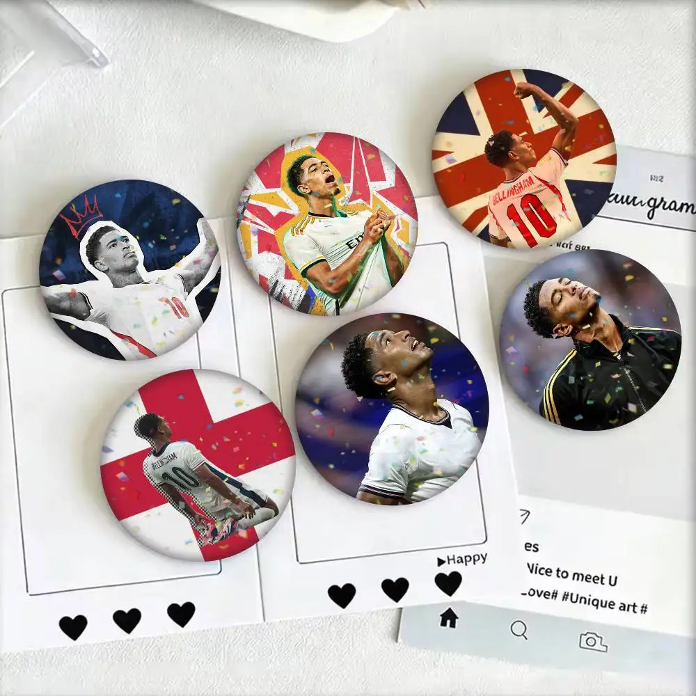 J-Jude Bellingham Football STAR 25 32 44 58 75mm Badges Personalized Round Brooches Pins Accessory Gift