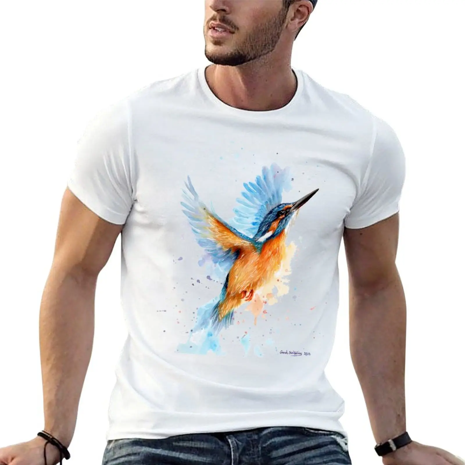 Kingfisher watercolour T-Shirt Minimal Art Print T-Shirt