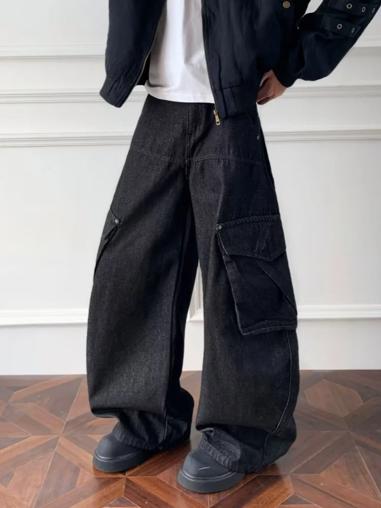 2025, japanische Y2K-Streetwear, schwarze Baggy-Cargo-Jeans, Hose für Herren, Kleidung, weites Bein, gerade Baumwolle, lange Hose, Moda Hombre – Detail 12
