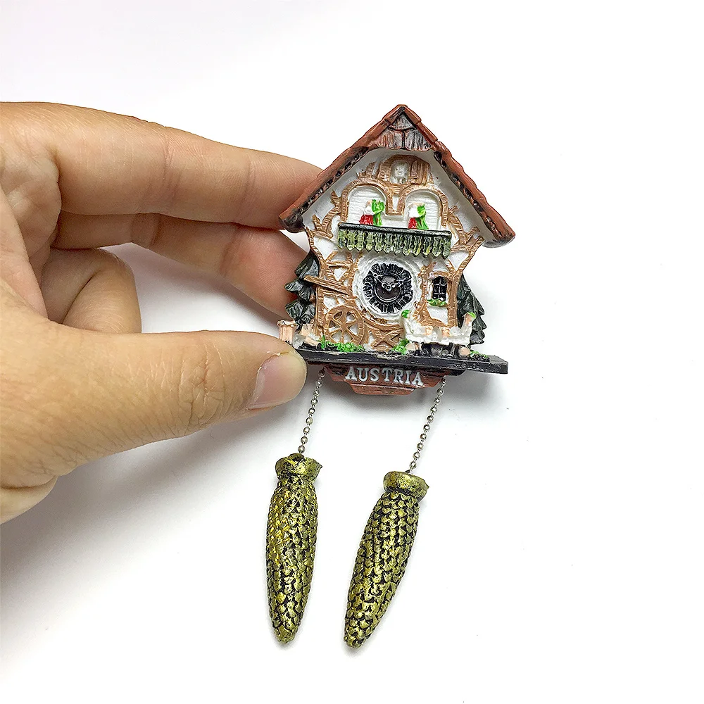 

Resin Cuckoo Clock Design Refrigerator Magnet - Austrian Souvenir - Decorative Home Decor