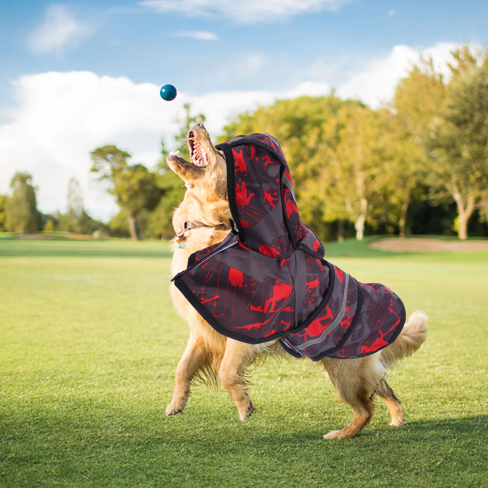 

Pet Dog Reflective Raincoat Waterproof Hooded Rain Jacket Black Outdoor Walking Running Pet Reflective Raincoat