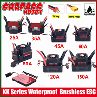 SURPASS HOBBY Waterproof Brushless ESC KK 25A 35A 45A 60A 80A 120A 150A T/XT60 Plug for 1/8 1/10 1/12 1/16 1/20 RC Car Toy Motor