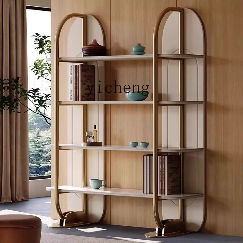 

FY stainless steel bookshelf household living room floor shelf office wall slate
