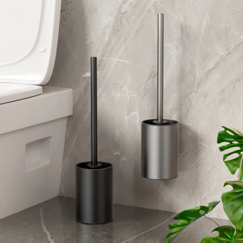 Space Aluminum Long Handle Toilet Brush, a Brush Tool for Household Toilet Washing, Wall Mounted Toilet Cleaning Set