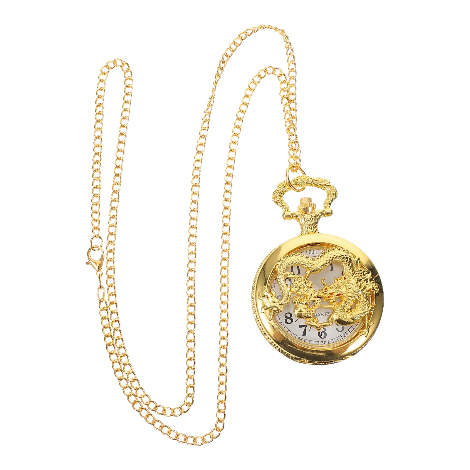 Alloy Hollow Embossed Dragon Vintage Pocket Watch Retro Style Durable Watch for Men Women Pocket Watches