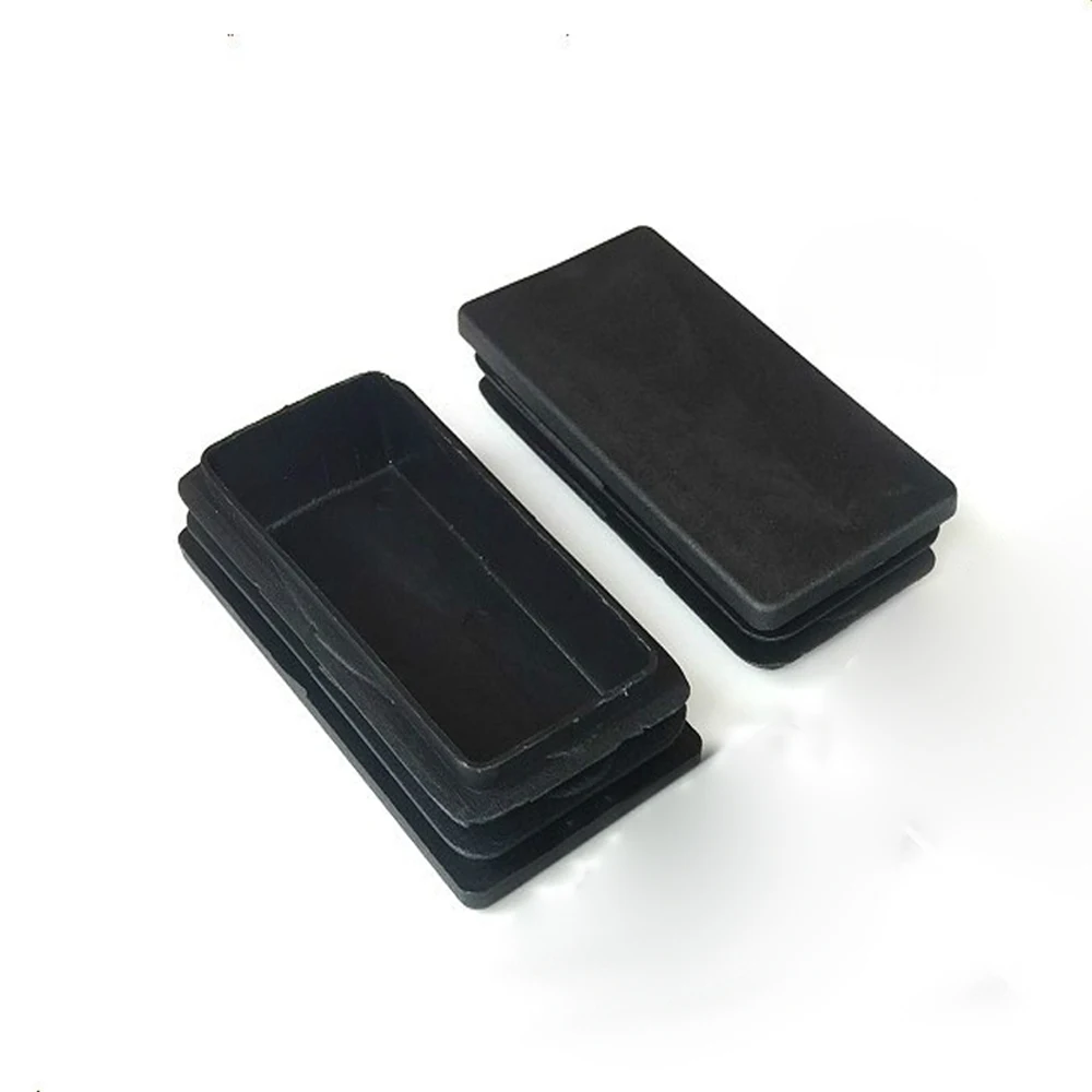 Tapón de tubo de plástico rectangular negro, insertos de tapón de extremo de cubierta, pierna de tapón para muebles de acero, 10x20mm-60x100mm, 2, 4, 10 piezas